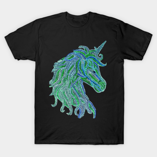 Mythical Unicorn - Green & Blue T-Shirt by Amy Diener